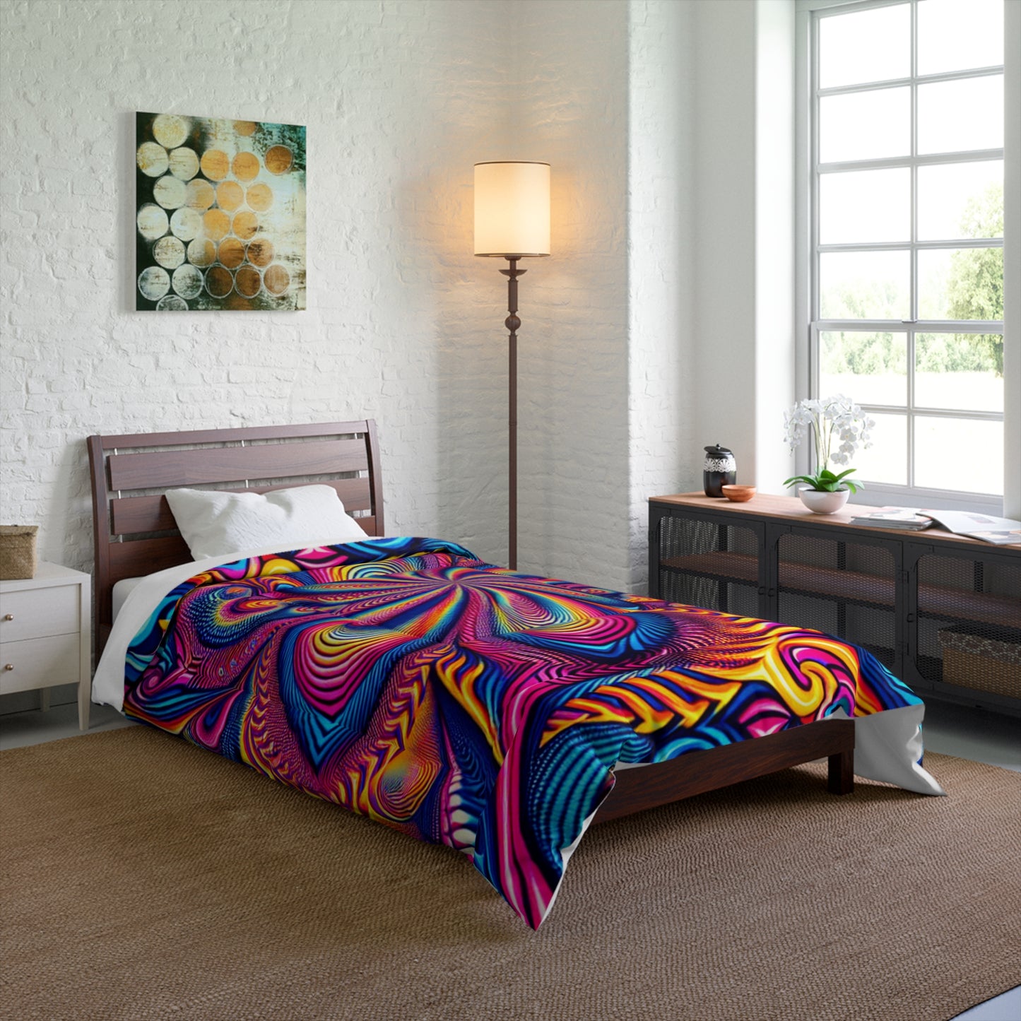Neon Infinity Fantasia. Trippy Infinity Patterns Comforter Blanket