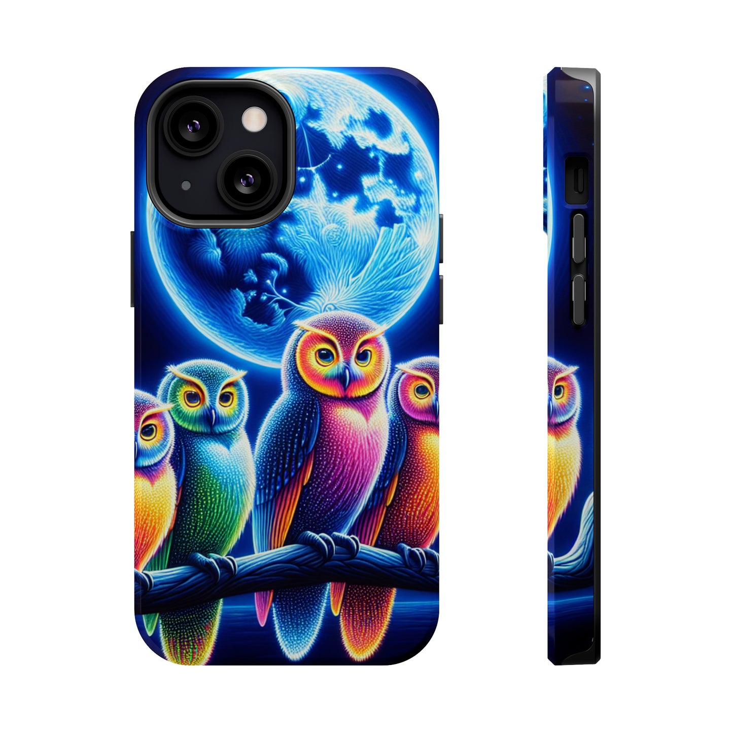Neon Nocturnal Orbitals. Neon Owls Premium Art Magsafe Magnet Tough IPhone 13 14 15 Pro Plus Max and Mini in Matte and Glossy Phone cases