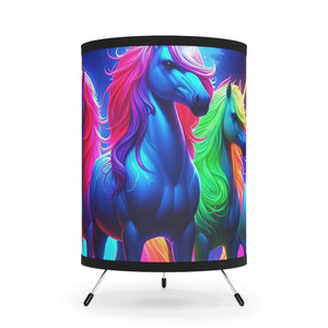 "Neon Unicorn Conclave" - NEON Unicorns Art Tripod Lamp