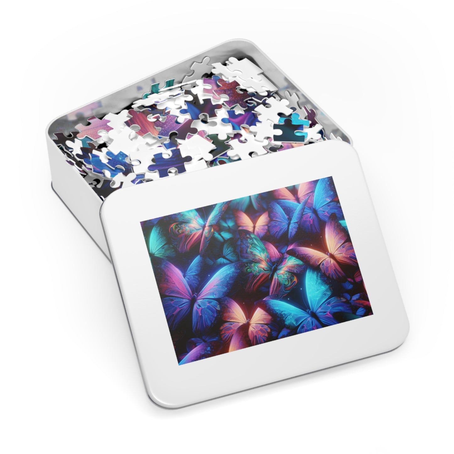 "Neon Flutter" - Neon Butterflies Puzzle30, 110, 252, and 1000 Pieces
