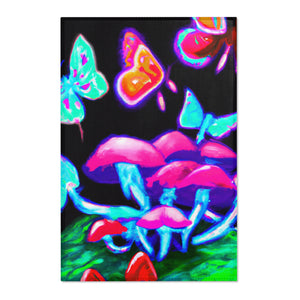 "Vibrant Neon Butterfly Fantasia" Butterflies & Mushrooms Area Rug