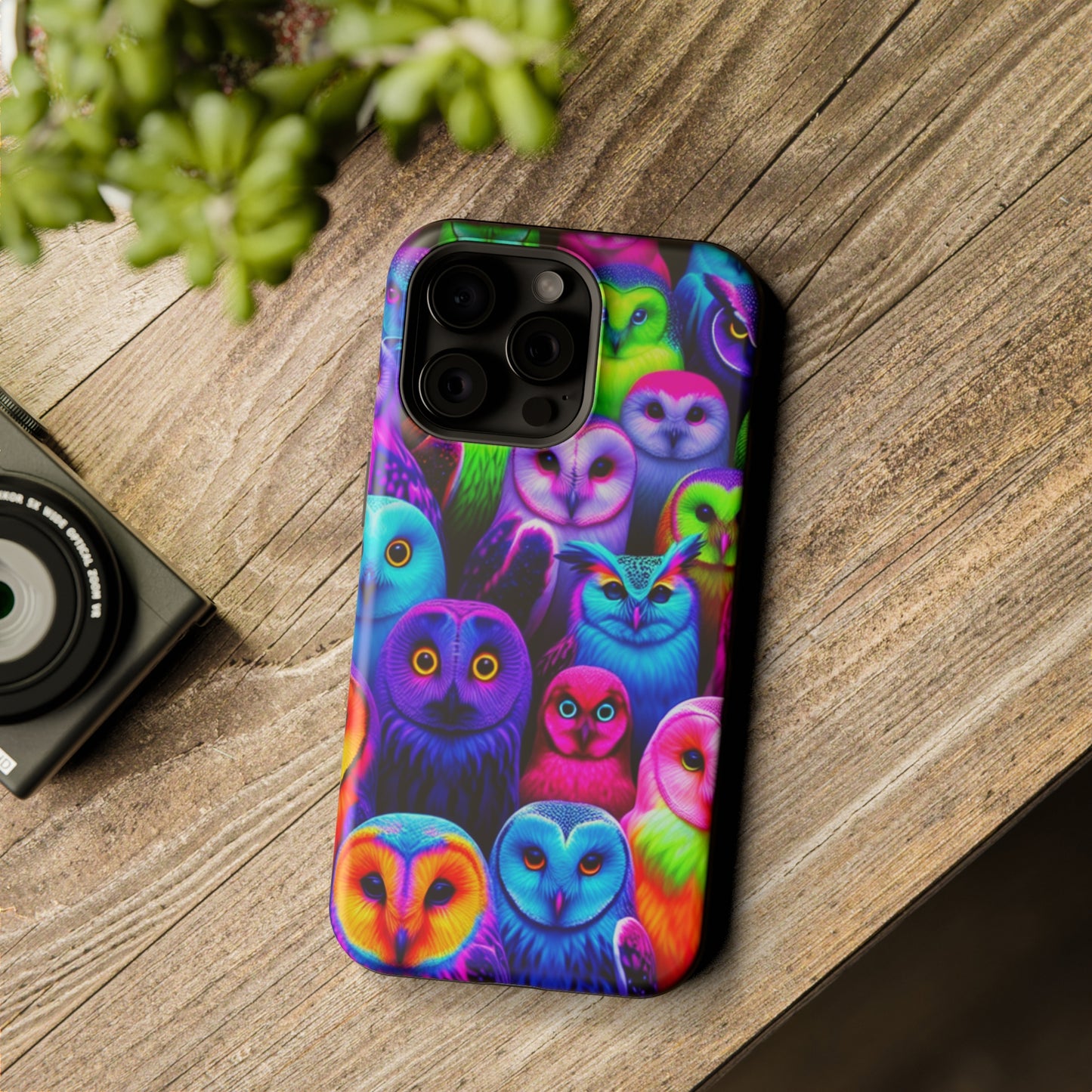 Vivid Nocturnal Neonatures Neon Owls Premium Art Magsafe Magnet Tough IPhone 13 14 15 Pro Plus Max and Mini in Matte and Glossy Phone cases
