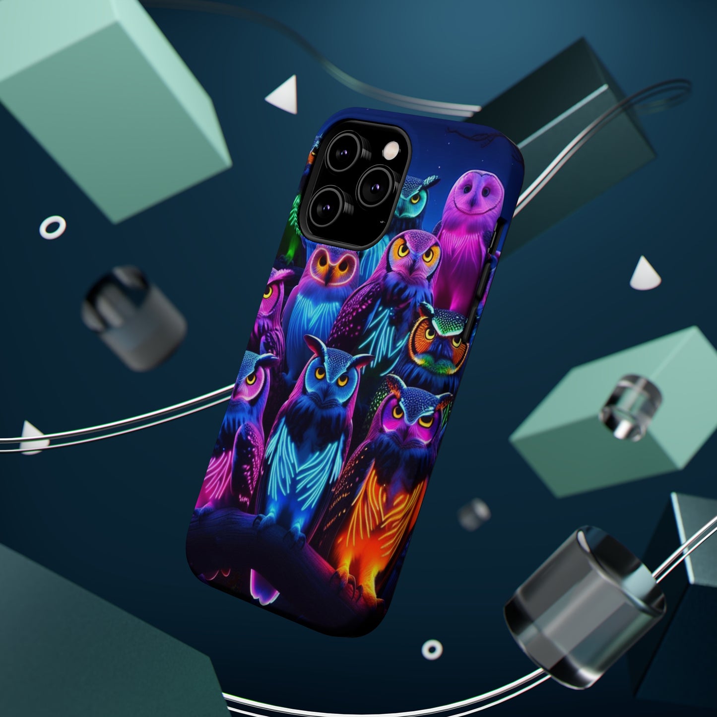 Neon Nocturne Owls. Neon Owls Premium Art Magsafe Magnet Tough IPhone 13 14 15 Pro Plus Max and Mini in Matte and Glossy Phone cases