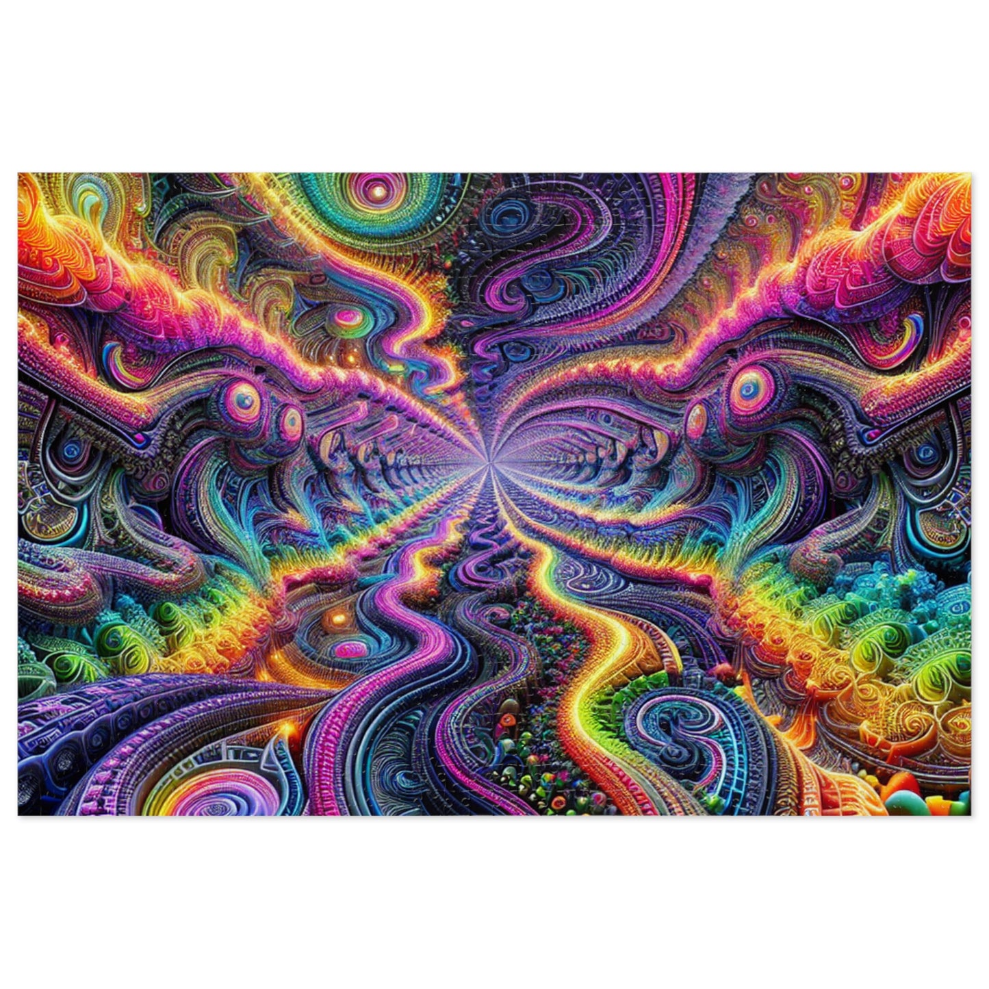 VibNeoInfinity. - Neon Trippy Infinity Patterns Puzzle 30, 110, 252, and 1000 Pieces