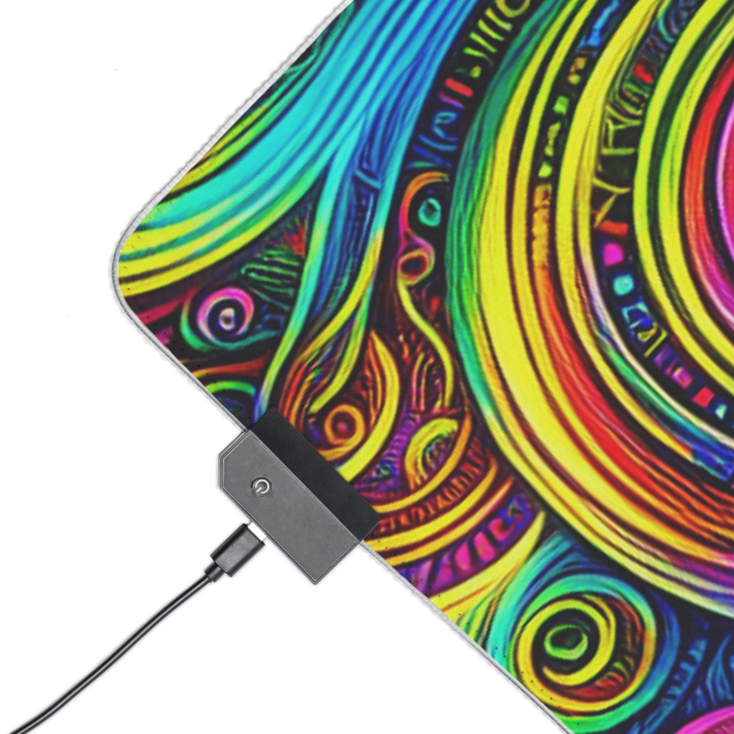 Cosmic Prismatic Woven Illustration. NEON Infinity Patterns Art LED Mousepad