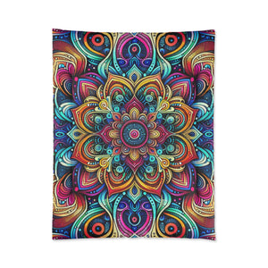 Neon Insanity Maze. Trippy Infinity Patterns Comforter Blanket