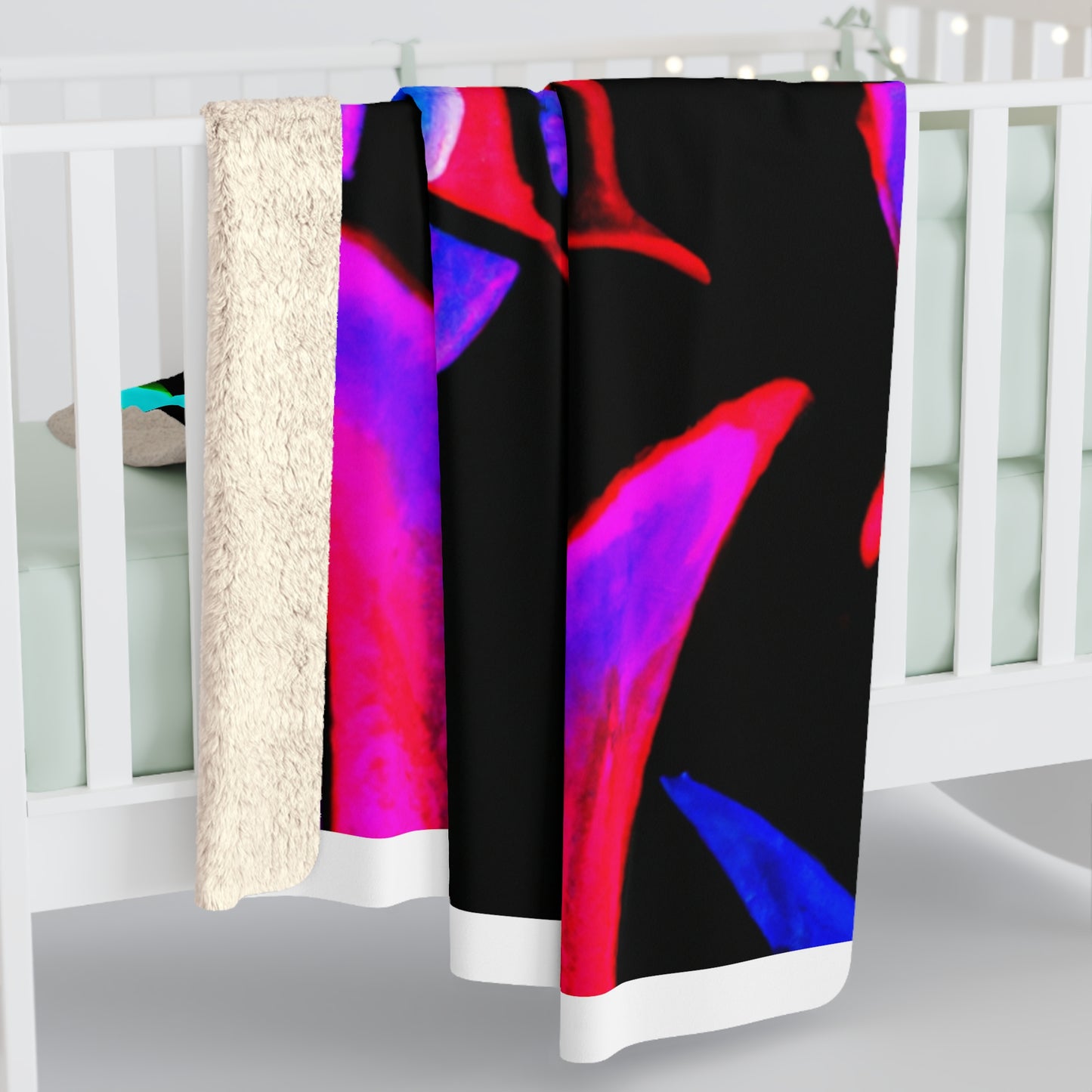 "Retro Pollen Provocateurs" - NEON Butterflies Art Sherpa Blanket
