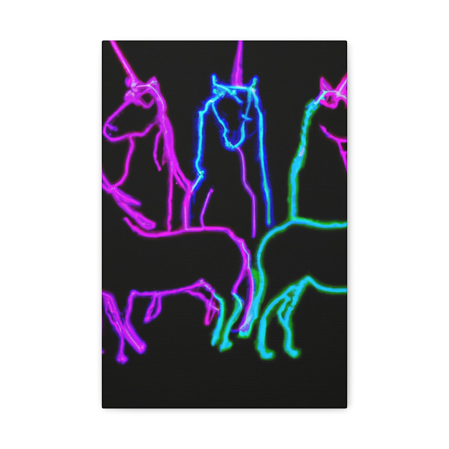Vibrant Neon Unicornscape. NEON Unicorns Art Canvas