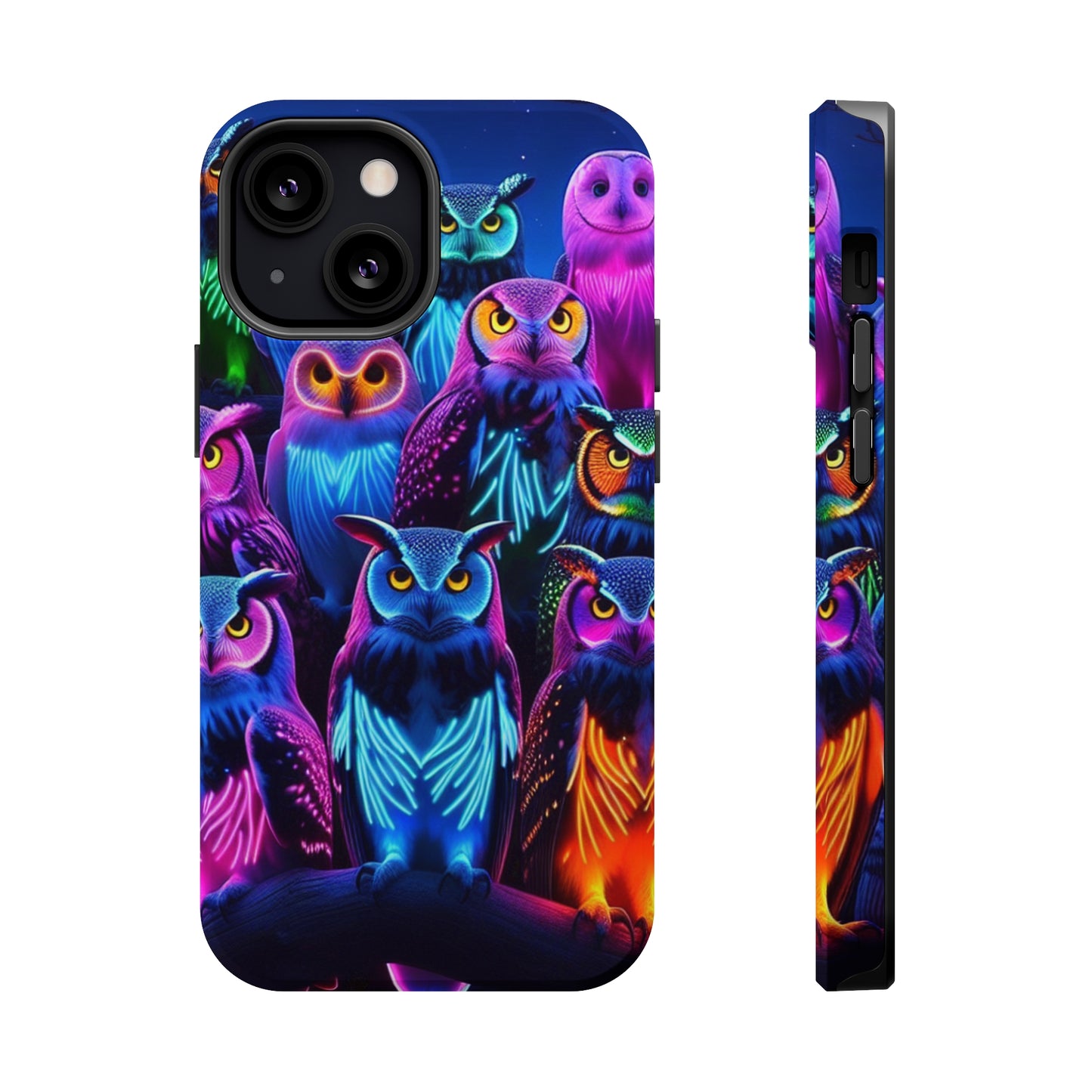 Neon Nocturne Owls. Neon Owls Premium Art Magsafe Magnet Tough IPhone 13 14 15 Pro Plus Max and Mini in Matte and Glossy Phone cases