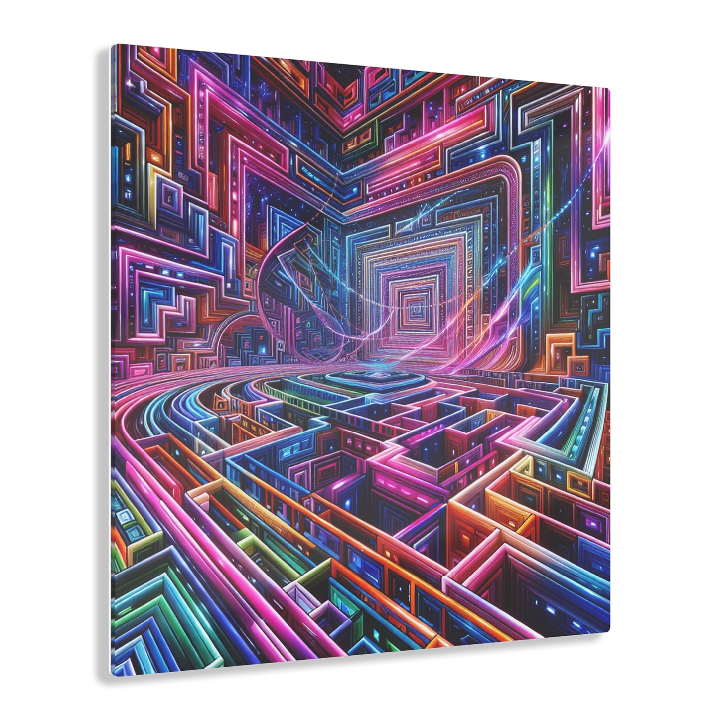 Neon Liminiscence Trippy infity Pattern 1/4" Glossy Acrylic Art