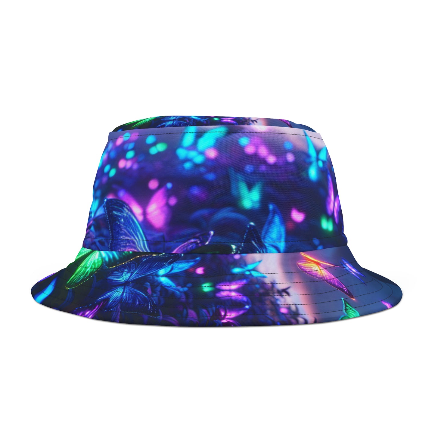 Neon Splendor Pollination Neon Butterflies Bucket Hat