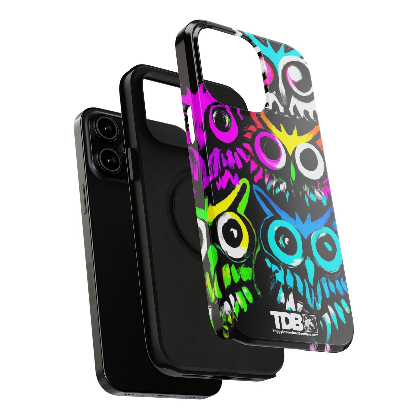 TDB Psychedelic Rave Owl Impact-Resistant Phone Case - Colorful Protection