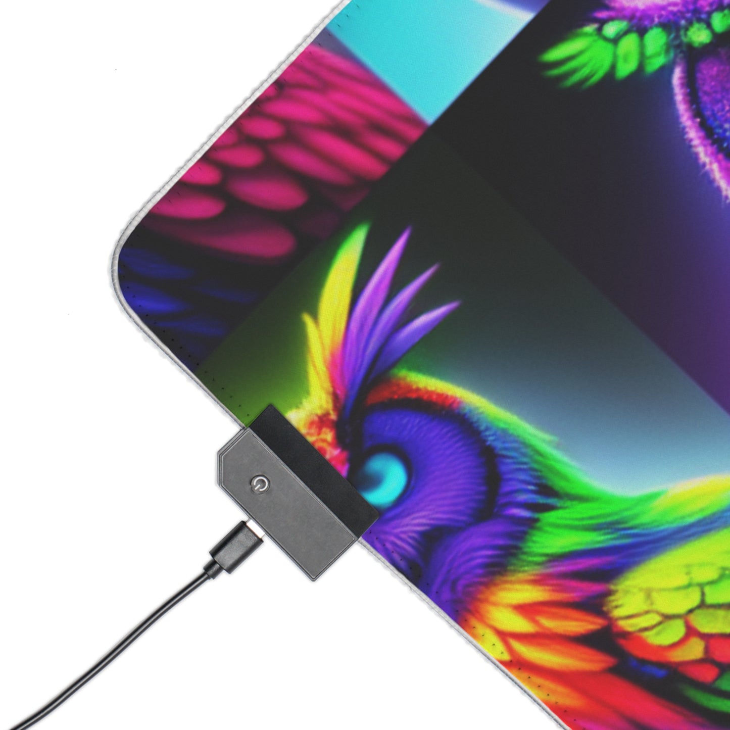Neon Nocturnal Symphony. NEON Owls Art LED Mousepad