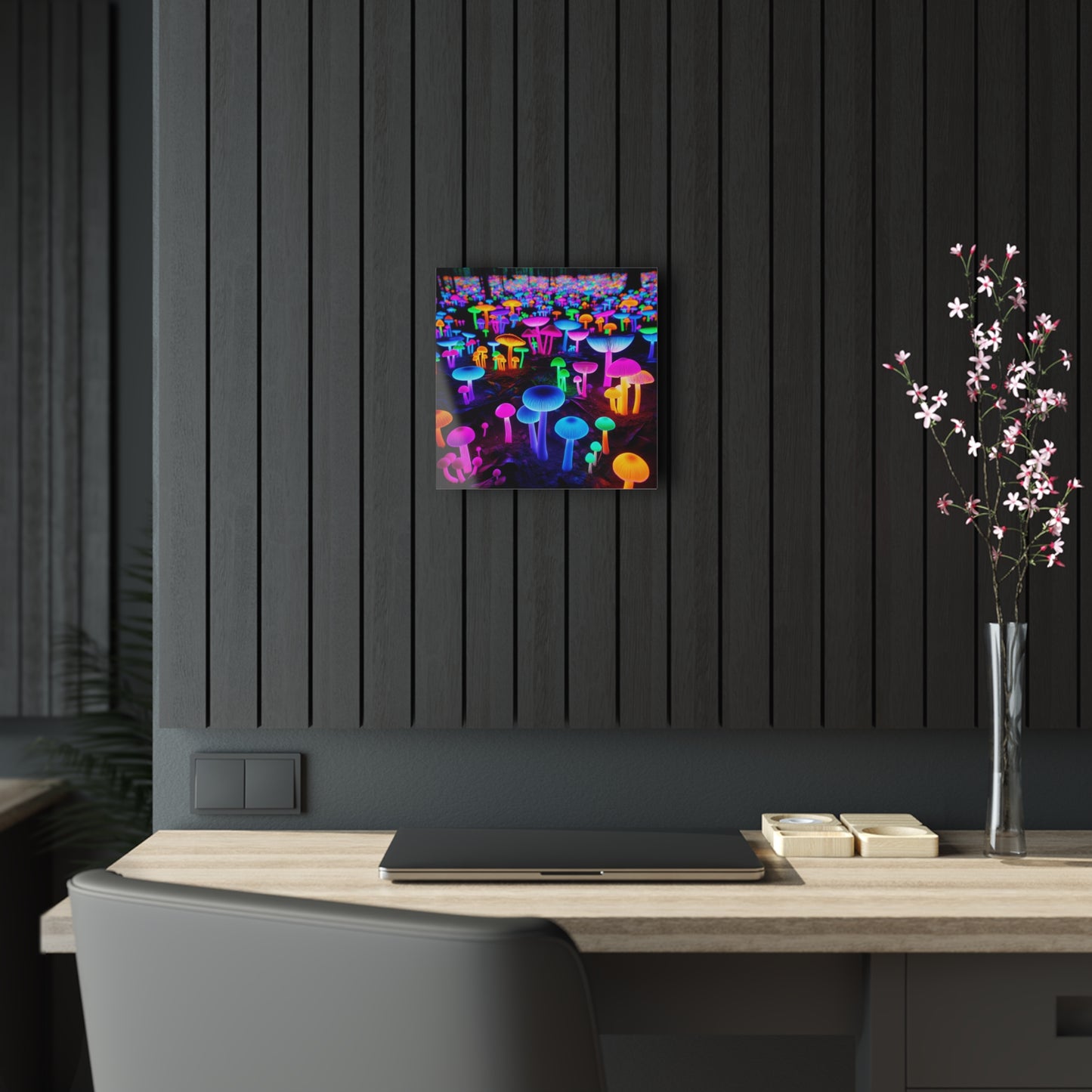 Neon Fungi Vibes. Mushrooms 1/4" Glossy Acrylic Art