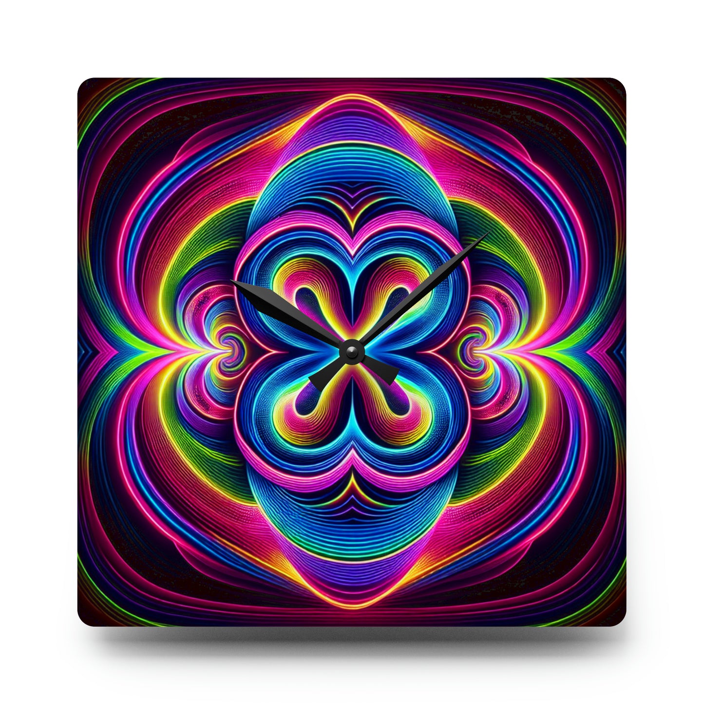 Infinite Neon Vortex. Infinity Patterns Art Acrylic Clock