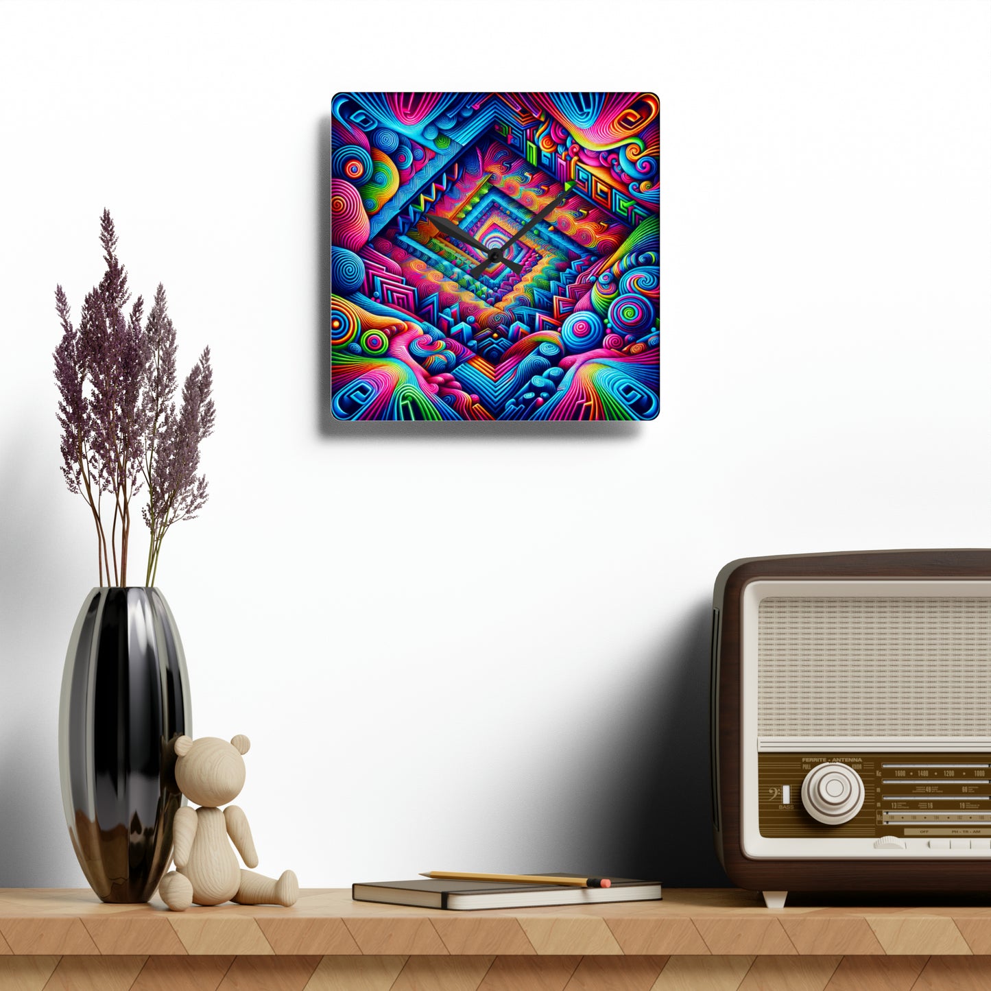 VibranInfiniteCanvas Infinity Patterns Art Acrylic Clock