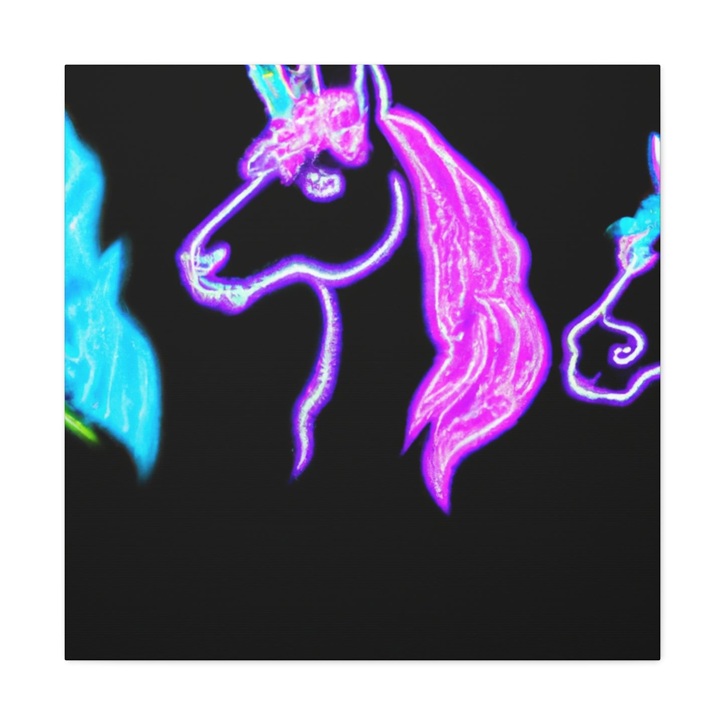 Neon Unicornscape. NEON Unicorns Art Canvas