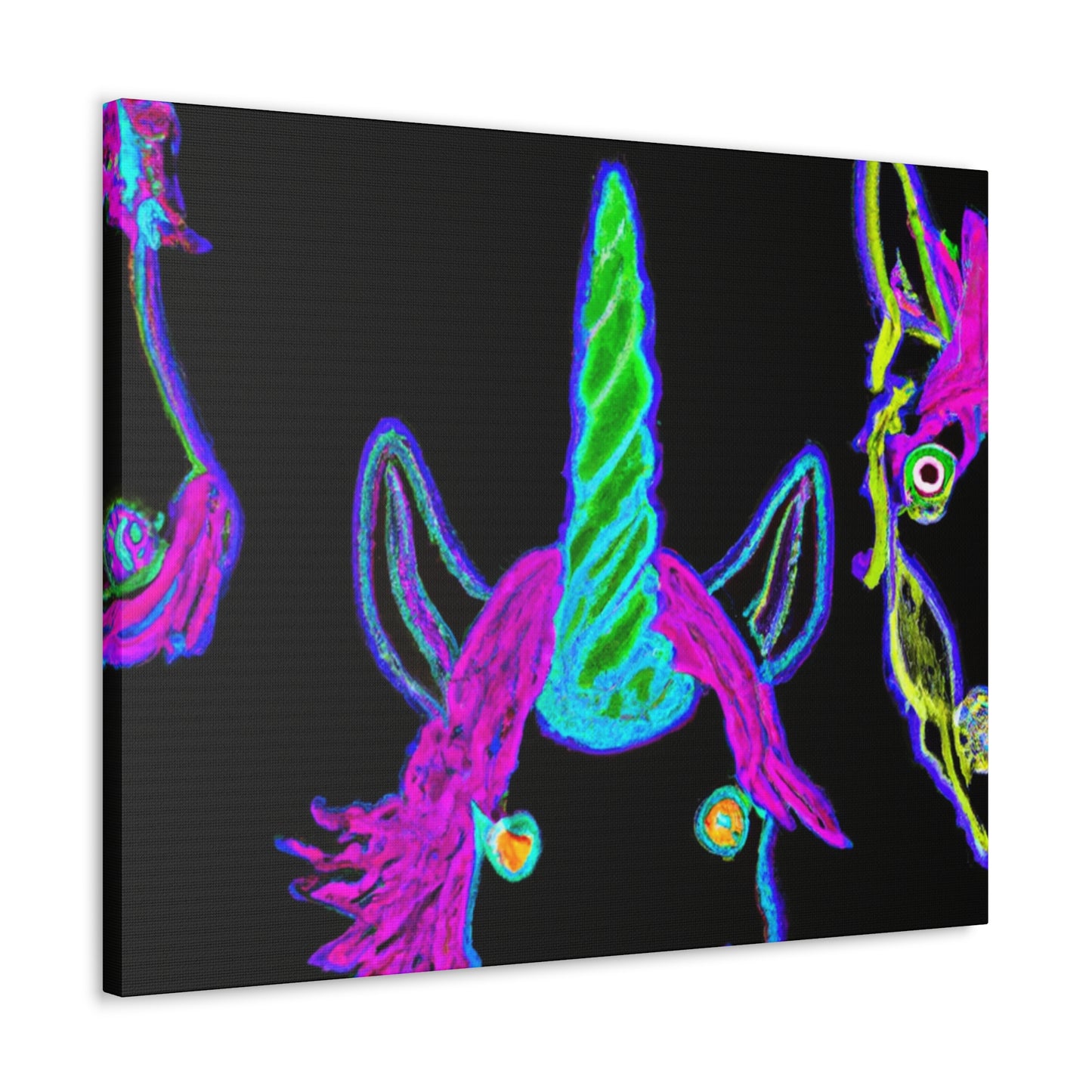 Vibrant Neon Magic. NEON Unicorns Art Canvas