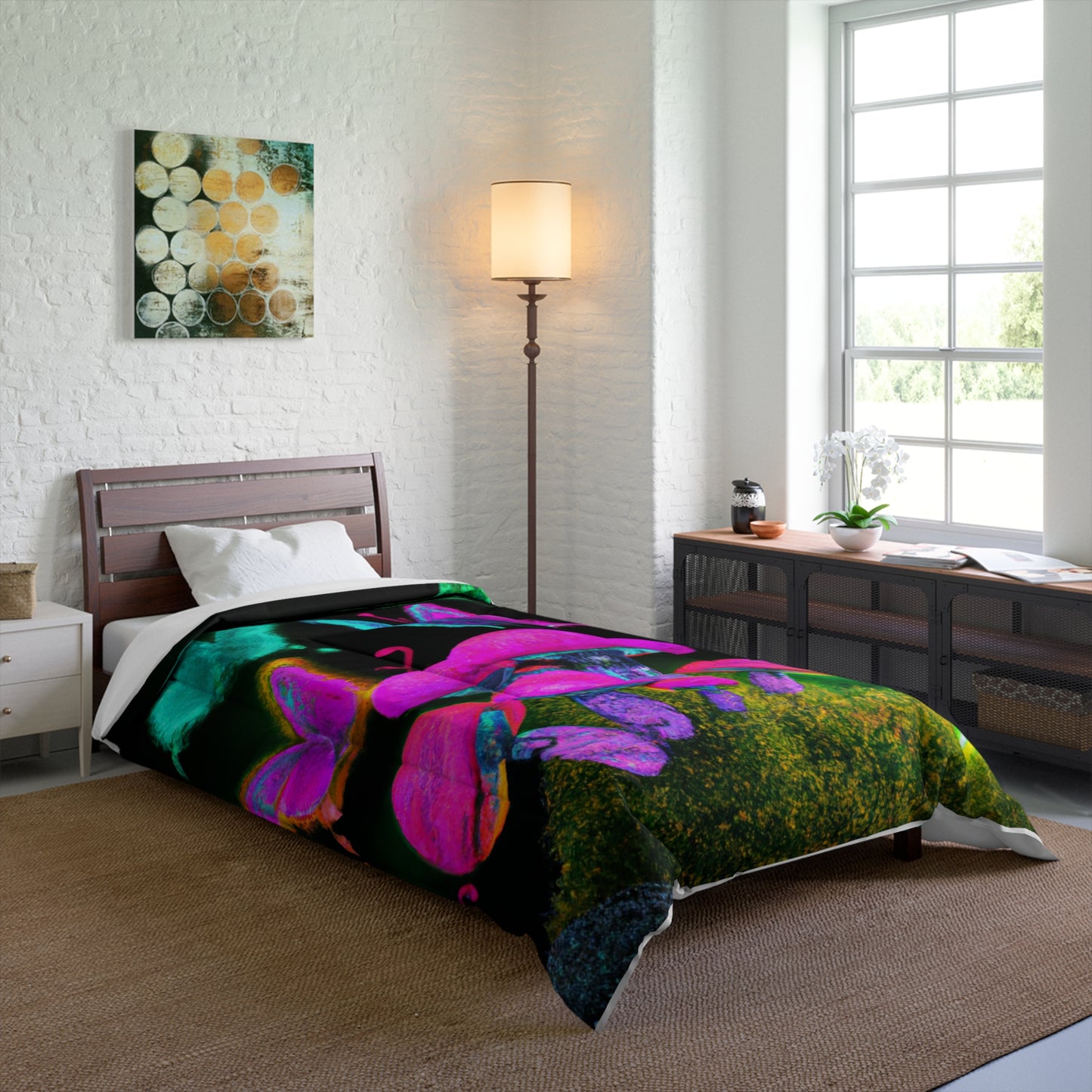 Neonescence. Butterflies & Mushrooms Comforter Blanket