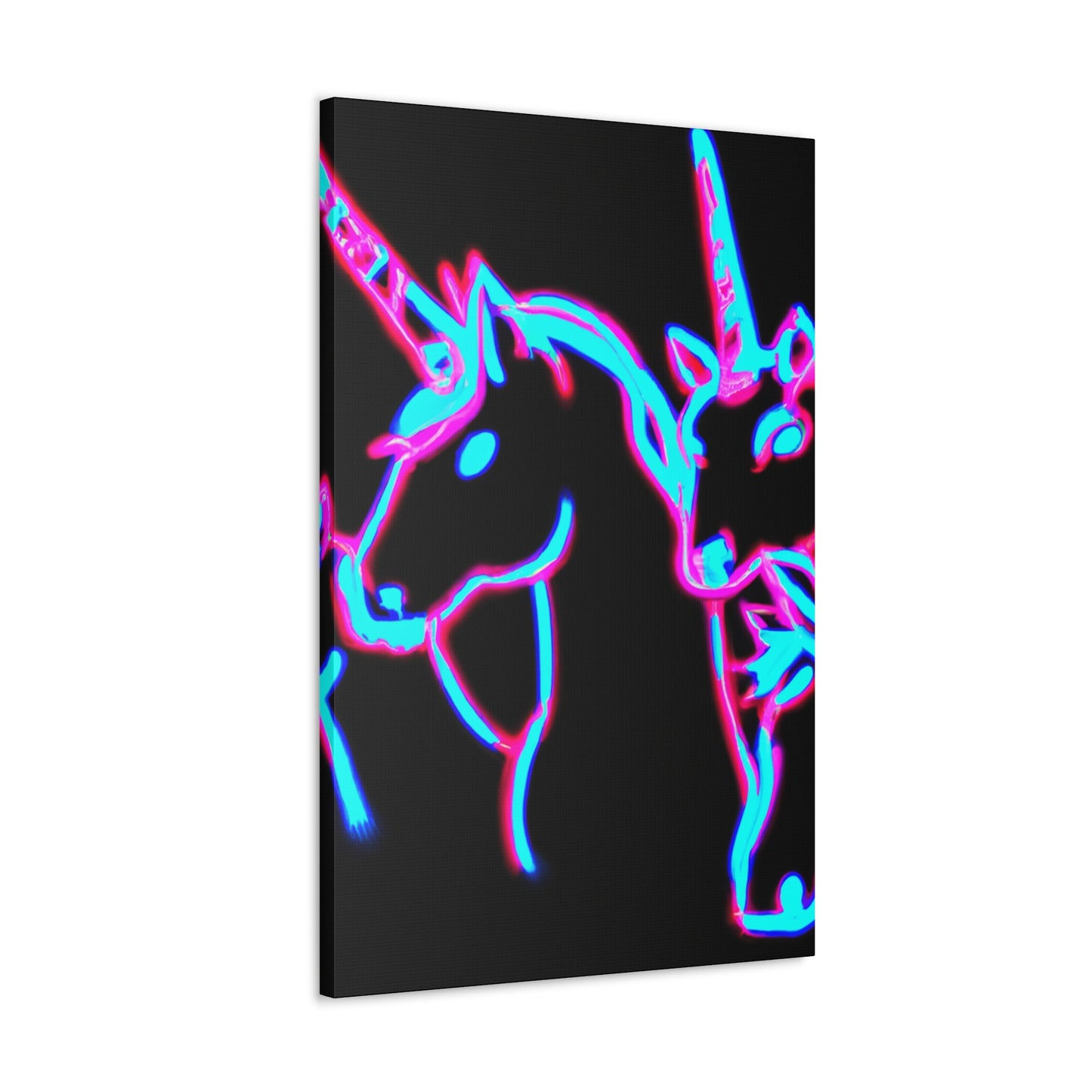 Vibrant Neon Dreamscape NEON Unicorns Art Canvas