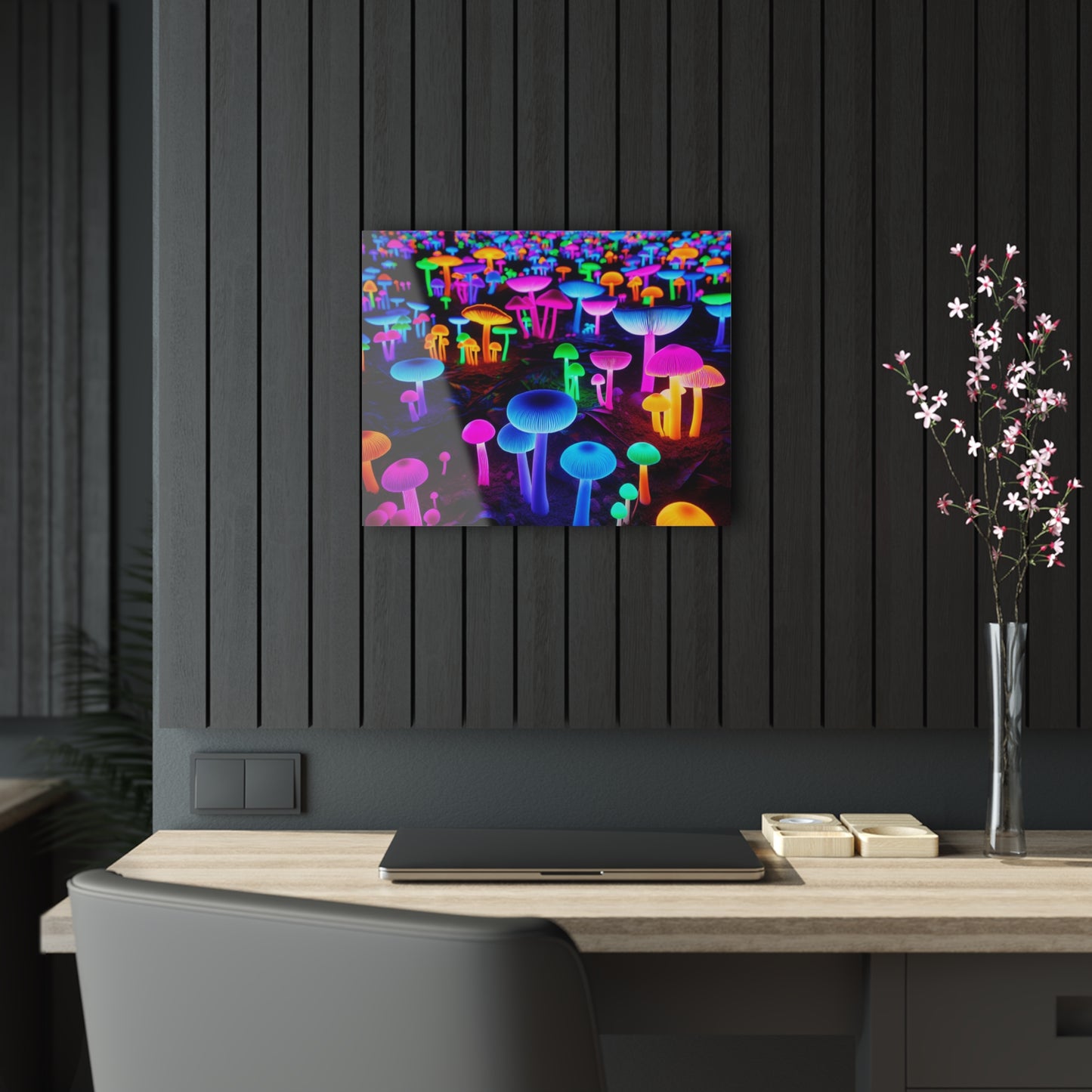 Neon Fungi Vibes. Mushrooms 1/4" Glossy Acrylic Art
