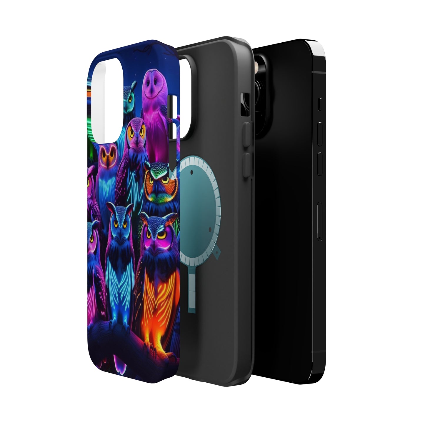 Neon Nocturne Owls. Neon Owls Premium Art Magsafe Magnet Tough IPhone 13 14 15 Pro Plus Max and Mini in Matte and Glossy Phone cases
