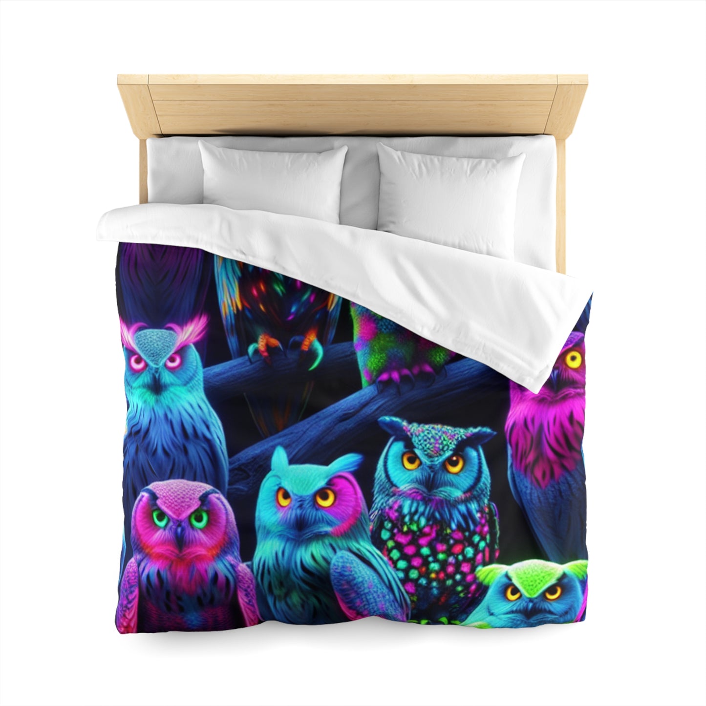 Giovanni Veronese - NEON Owls Microfiber Duvet Cover