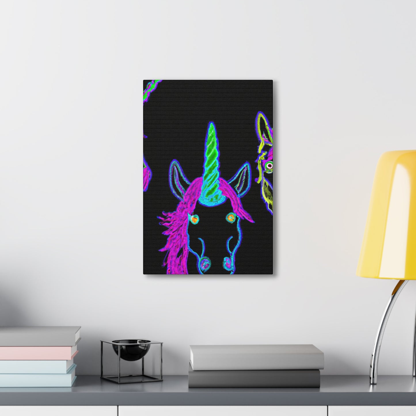 Vibrant Neon Magic. NEON Unicorns Art Canvas