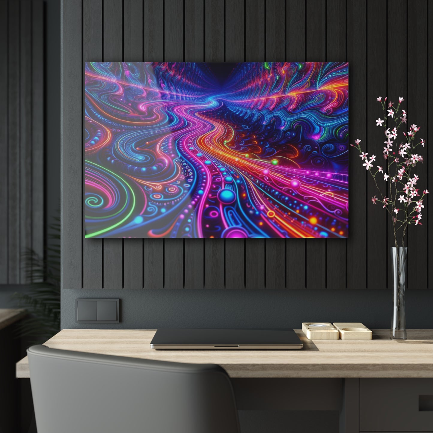 'Vibrant Infinity Prism' Trippy infity Pattern 1/4" Glossy Acrylic Art