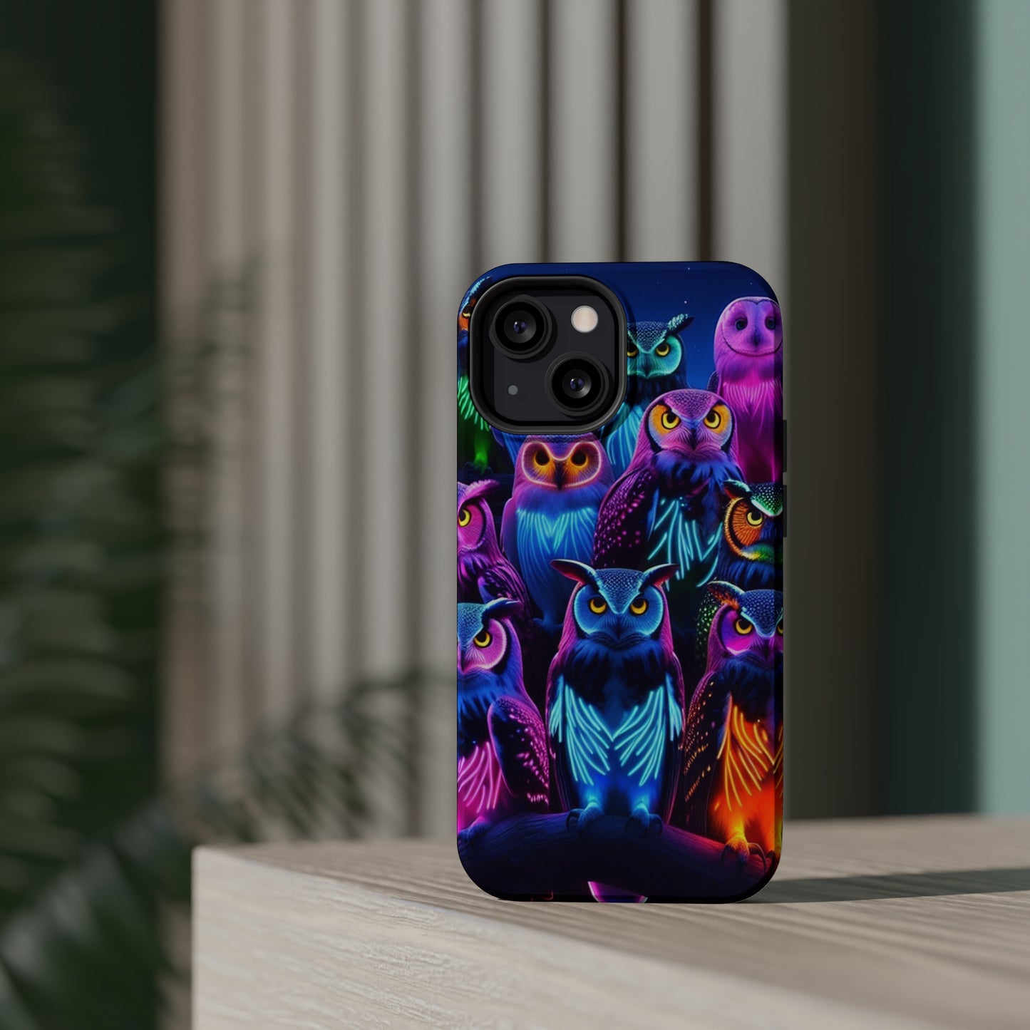 Neon Nocturne Owls. Neon Owls Premium Art Magsafe Magnet Tough IPhone 13 14 15 Pro Plus Max and Mini in Matte and Glossy Phone cases