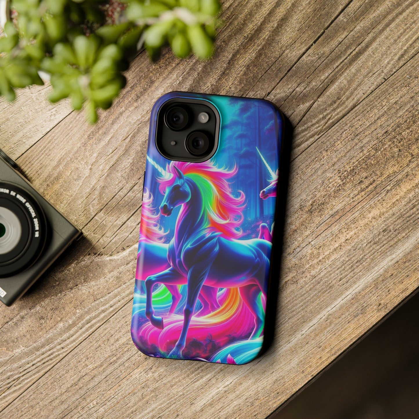 NeonNocturnals Neon Unicorns Premium Art Magsafe Magnet Tough IPhone 13 14 15 Pro Plus Max and Mini in Matte and Glossy Phone cases