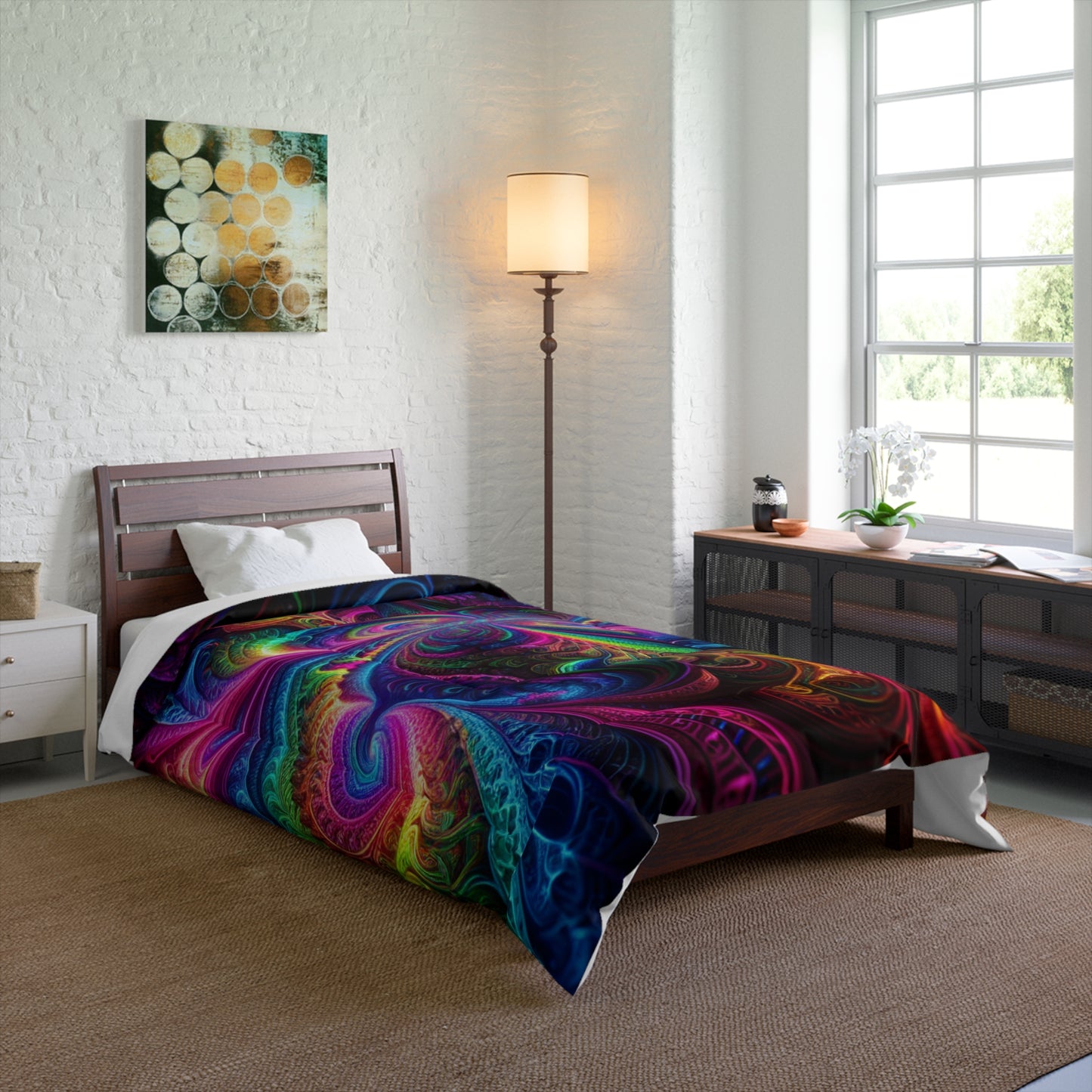 Interdimensional Teal Swirls. Trippy Infinity Patterns Comforter Blanket