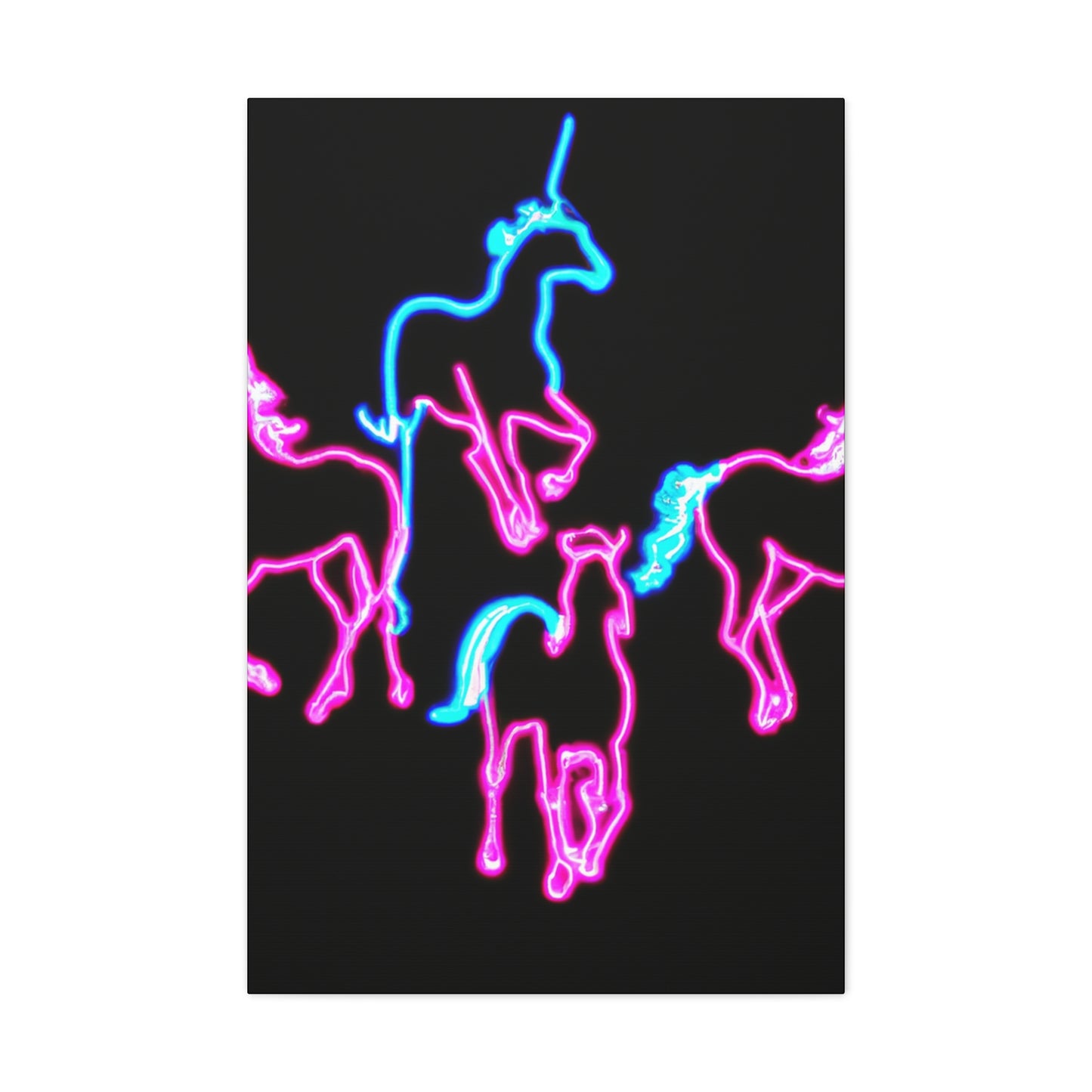 "Enchanted Fluorescence" NEON Unicorns Art Canvas
