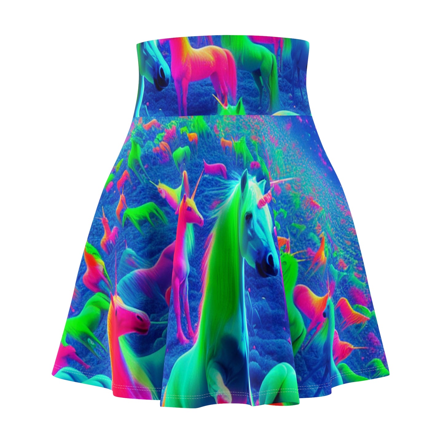 'Neon Fantasia' -NEON Unicorns Woman' Skater Skirt