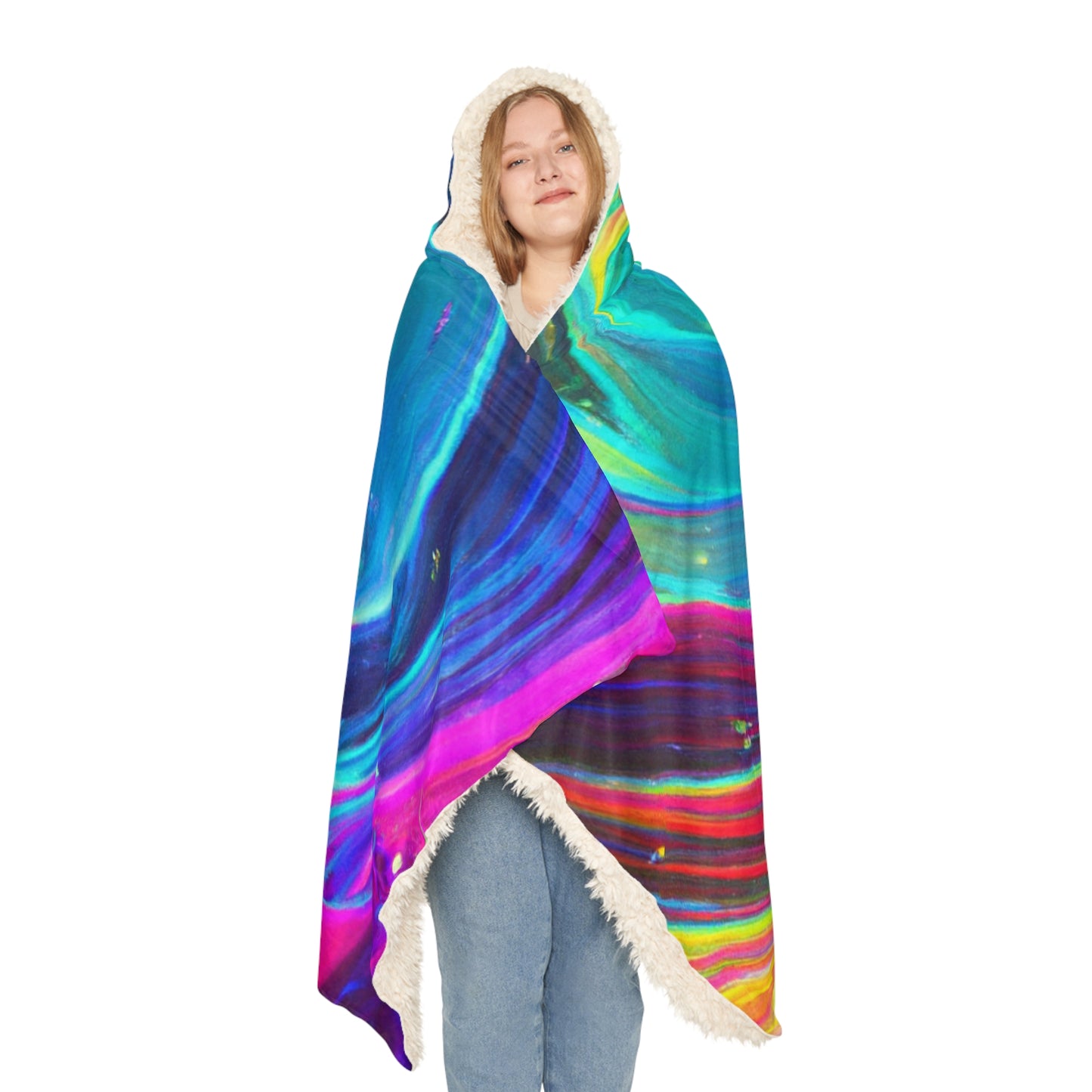 Neon Techno Splatter - NEON Art Hooded Snuggle Blanket