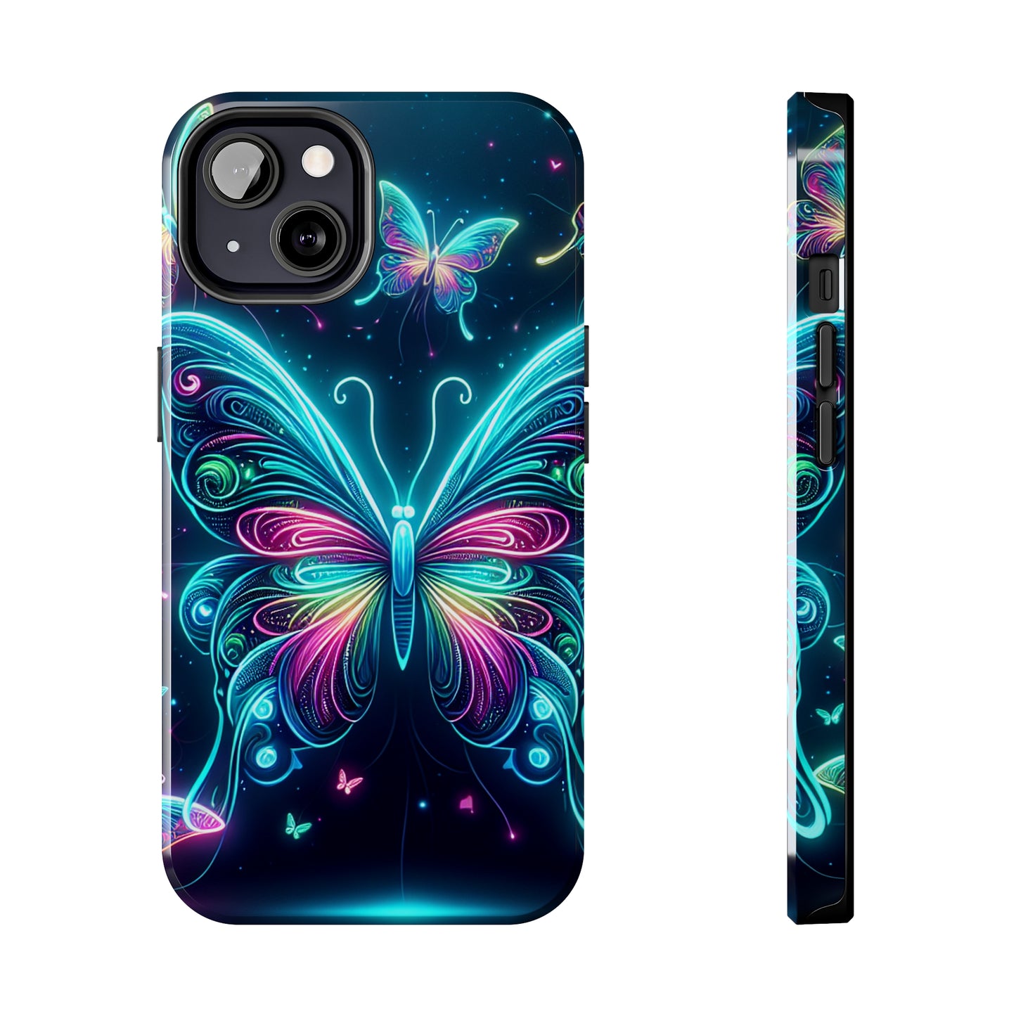 "Neon Butterfly Glo-Rama" NEON Butterflies Tough Phone Case Iphone 6 7 8 9 10 11 12 13 14 SE X XR XS Pro Max Mini Plus