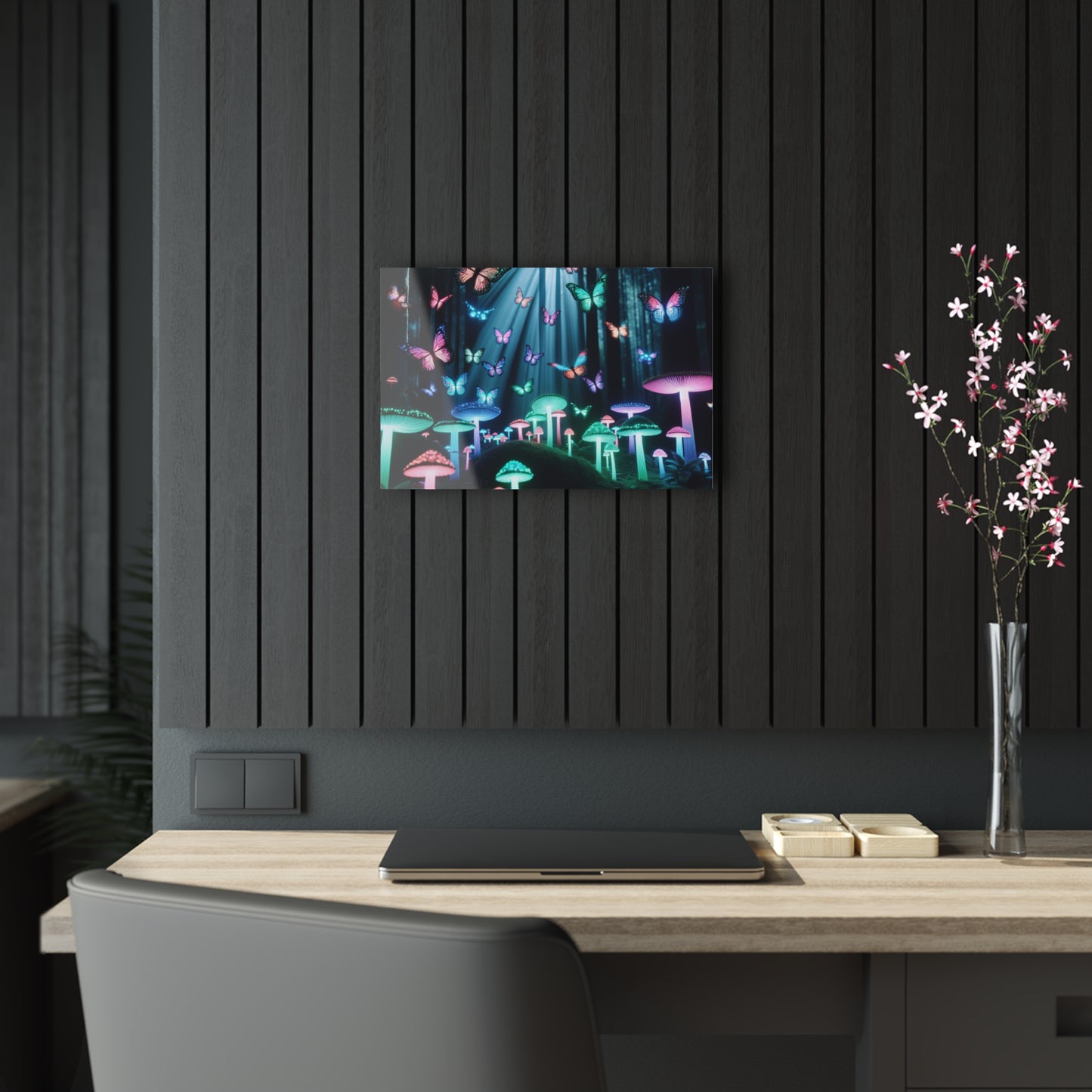 Neon Nature Fantasy Butterflies & Mushrooms 1/4" Glossy Acrylic Art