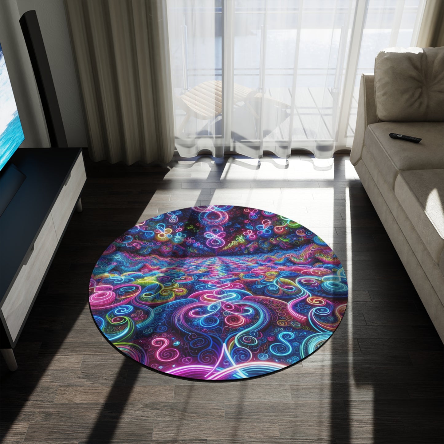 Vibrant Infinity Neonopsis Infinity Patterns Round Rug