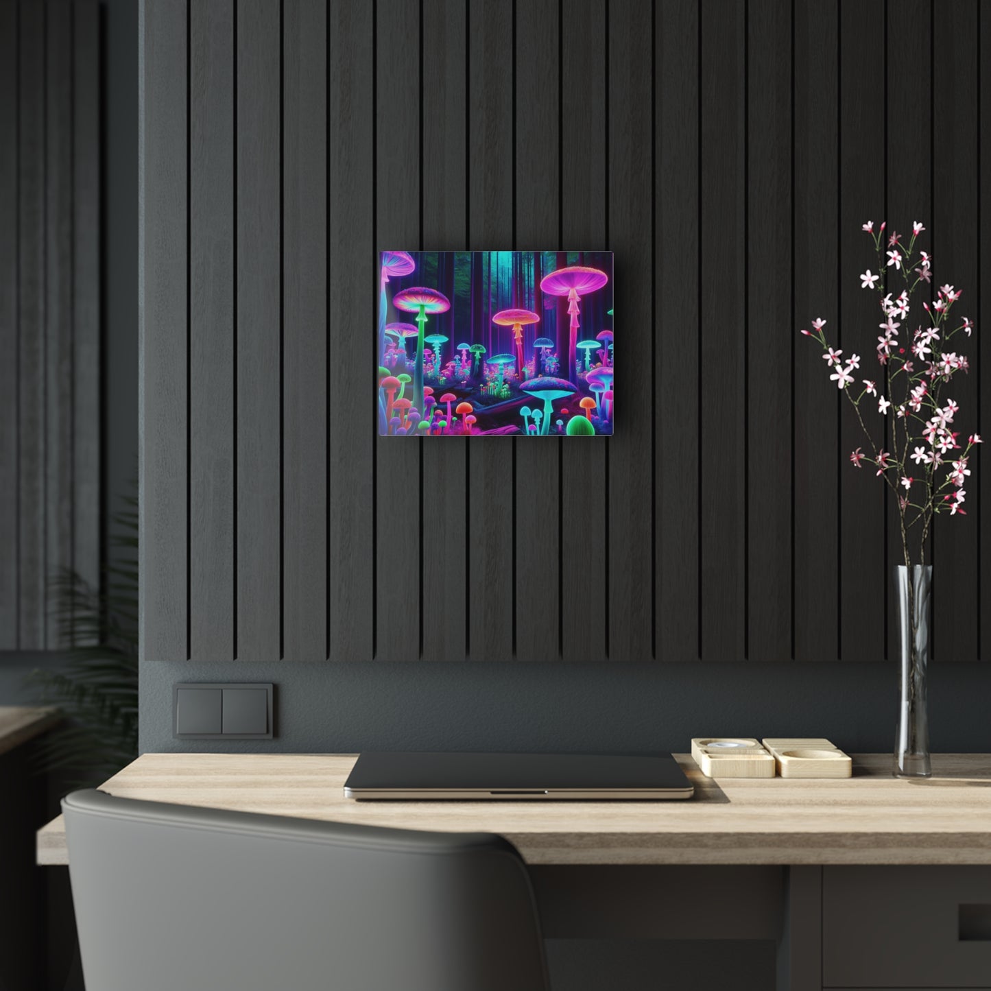 Neon Fungal Fantasy. Mushrooms 1/4" Glossy Acrylic Art