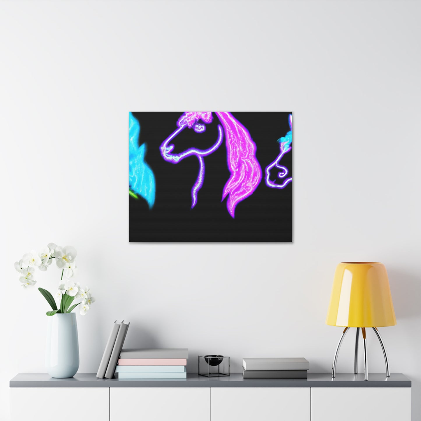 Neon Unicornscape. NEON Unicorns Art Canvas