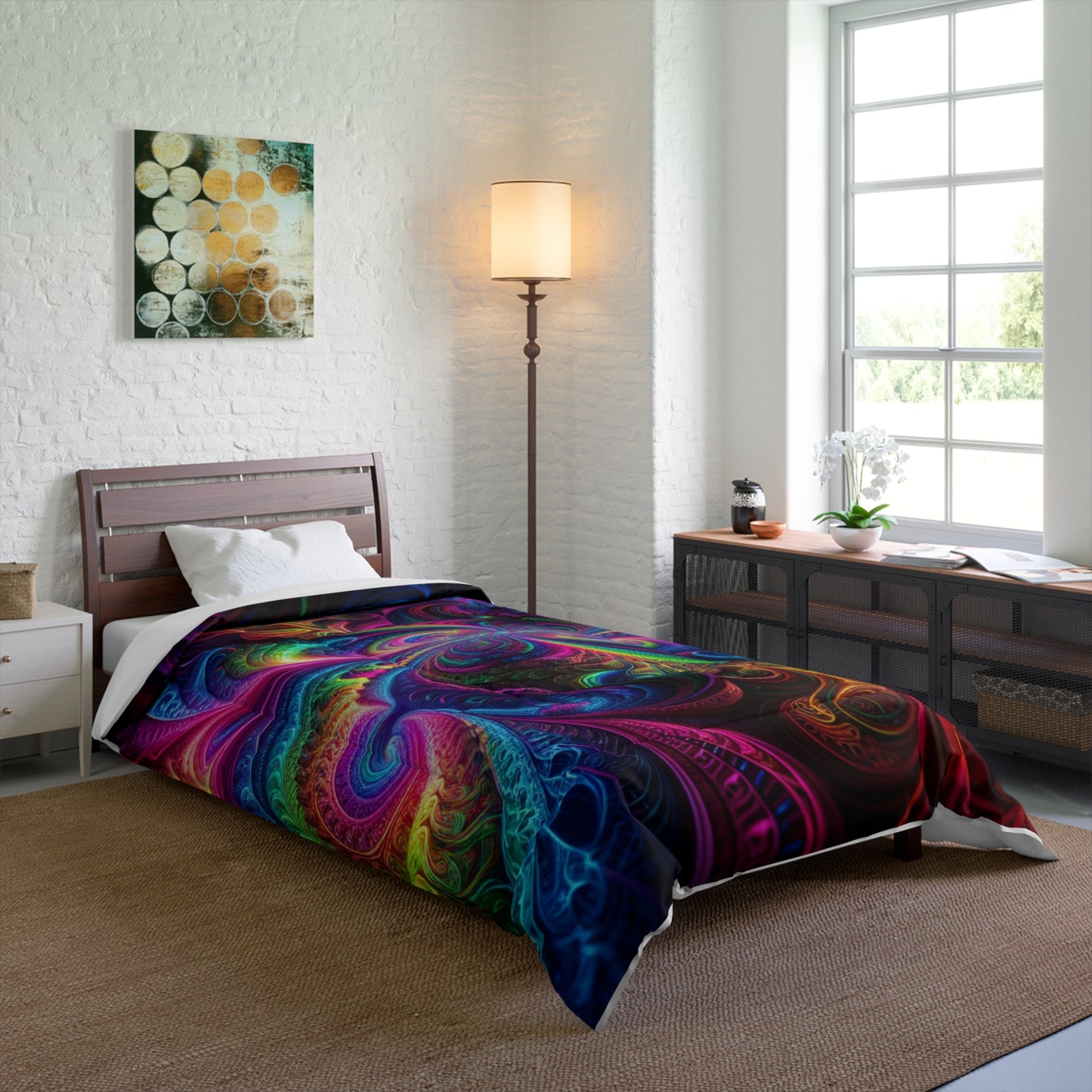 Interdimensional Teal Swirls. Trippy Infinity Patterns Comforter Blanket