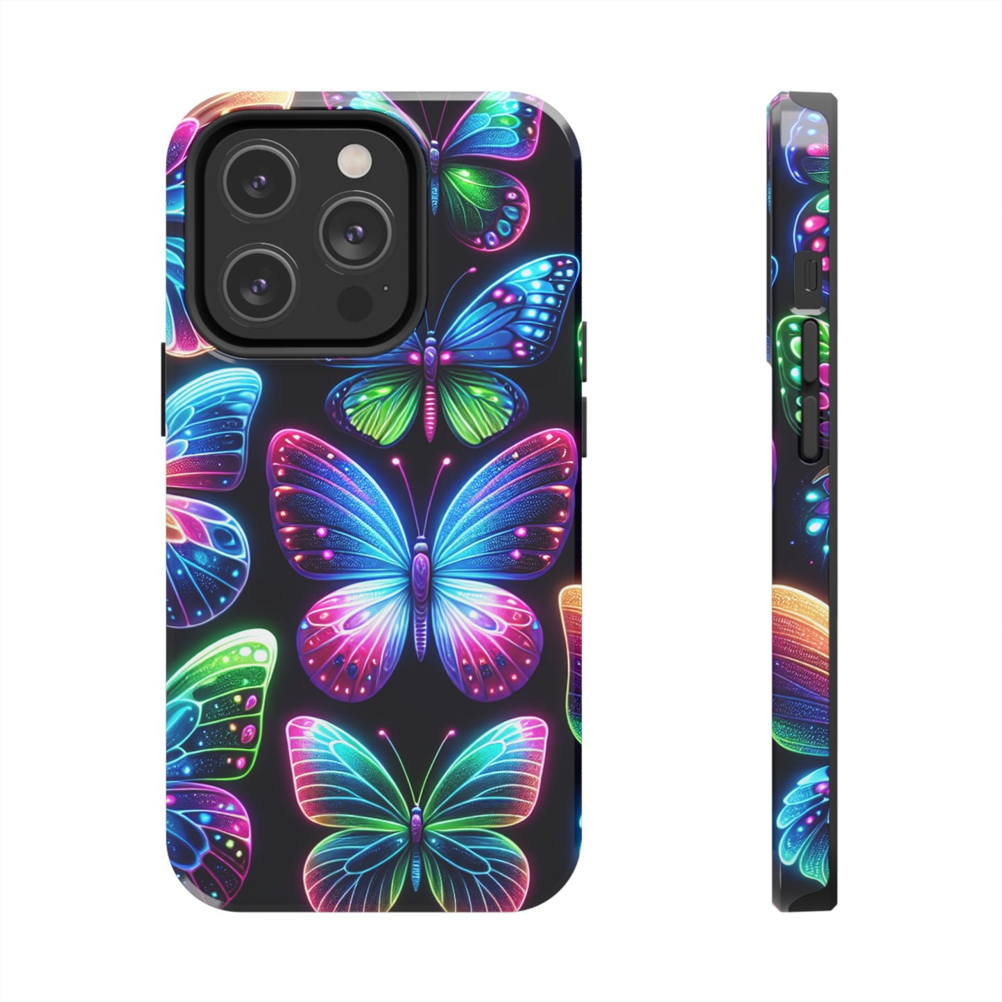 "Dance of the Neon Butterflies" NEON Butterflies Tough Phone Case Iphone 6 7 8 9 10 11 12 13 14 SE X XR XS Pro Max Mini Plus