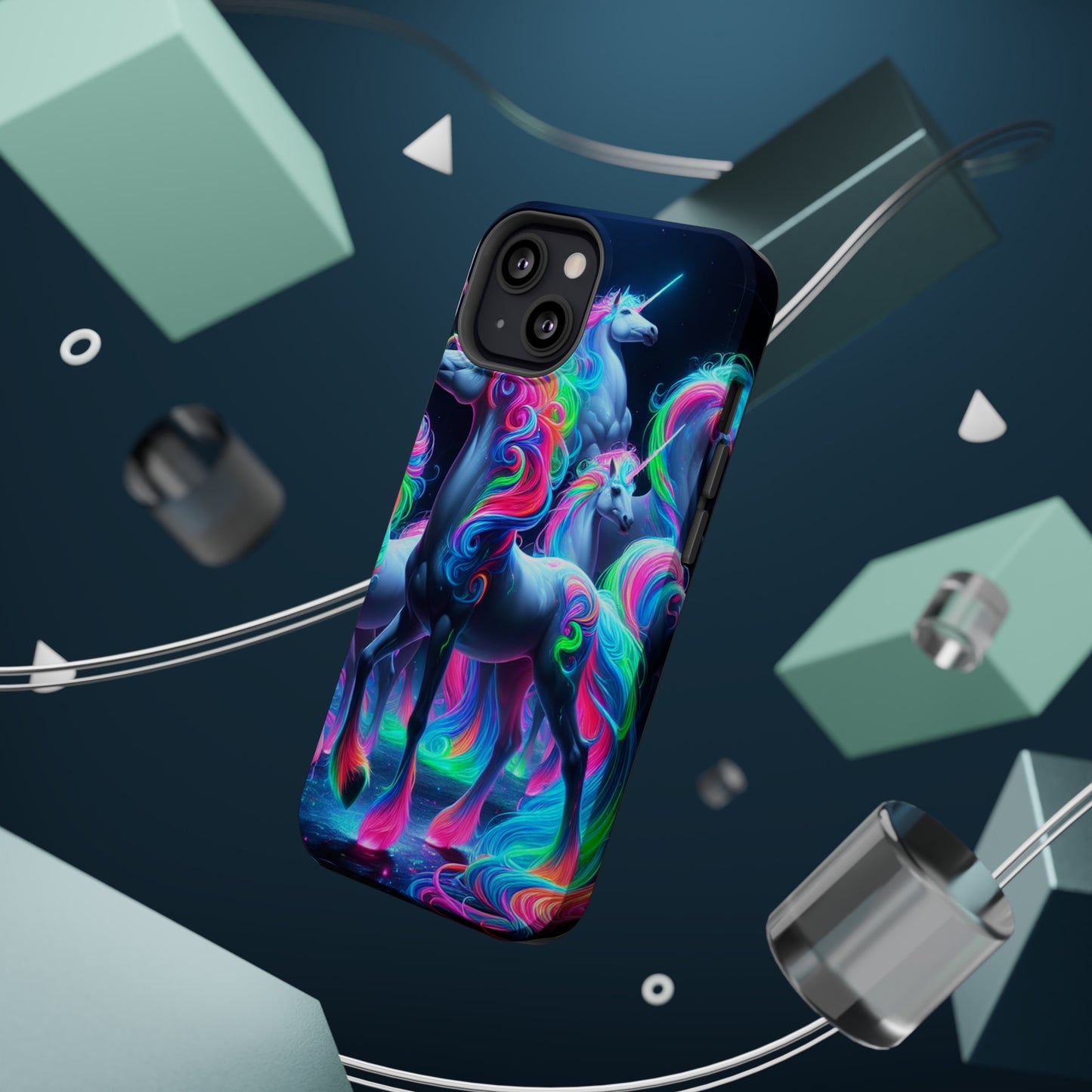 Neon Unicorn Prism. Neon Unicorns Premium Art Magsafe Magnet Tough IPhone 13 14 15 Pro Plus Max and Mini in Matte and Glossy Phone cases