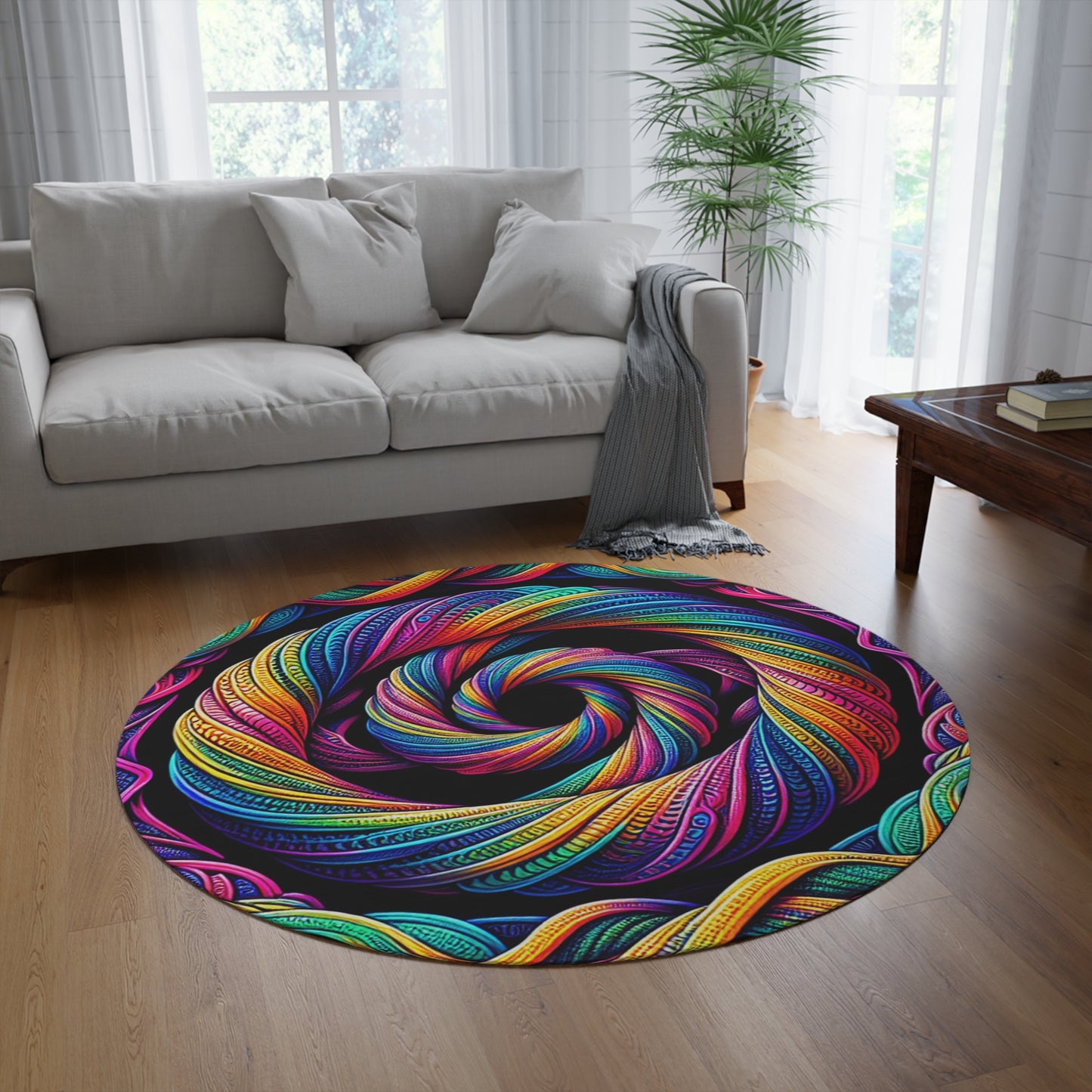 Neon Infinity Aurascapes Infinity Patterns Round Rug
