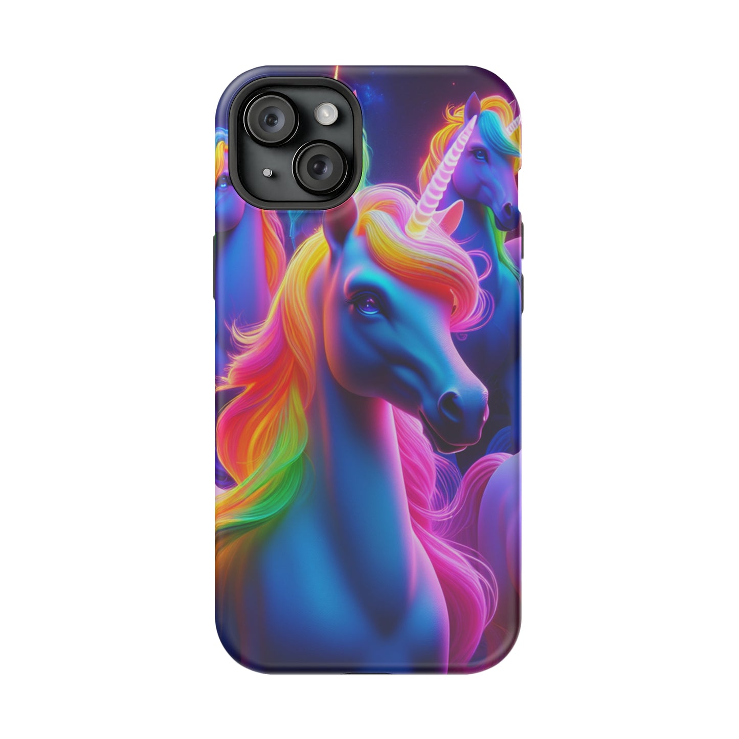Neon Nighthorn Pride Neon Unicorns Premium Art Magsafe Magnet Tough IPhone 13 14 15 Pro Plus Max and Mini in Matte and Glossy Phone cases