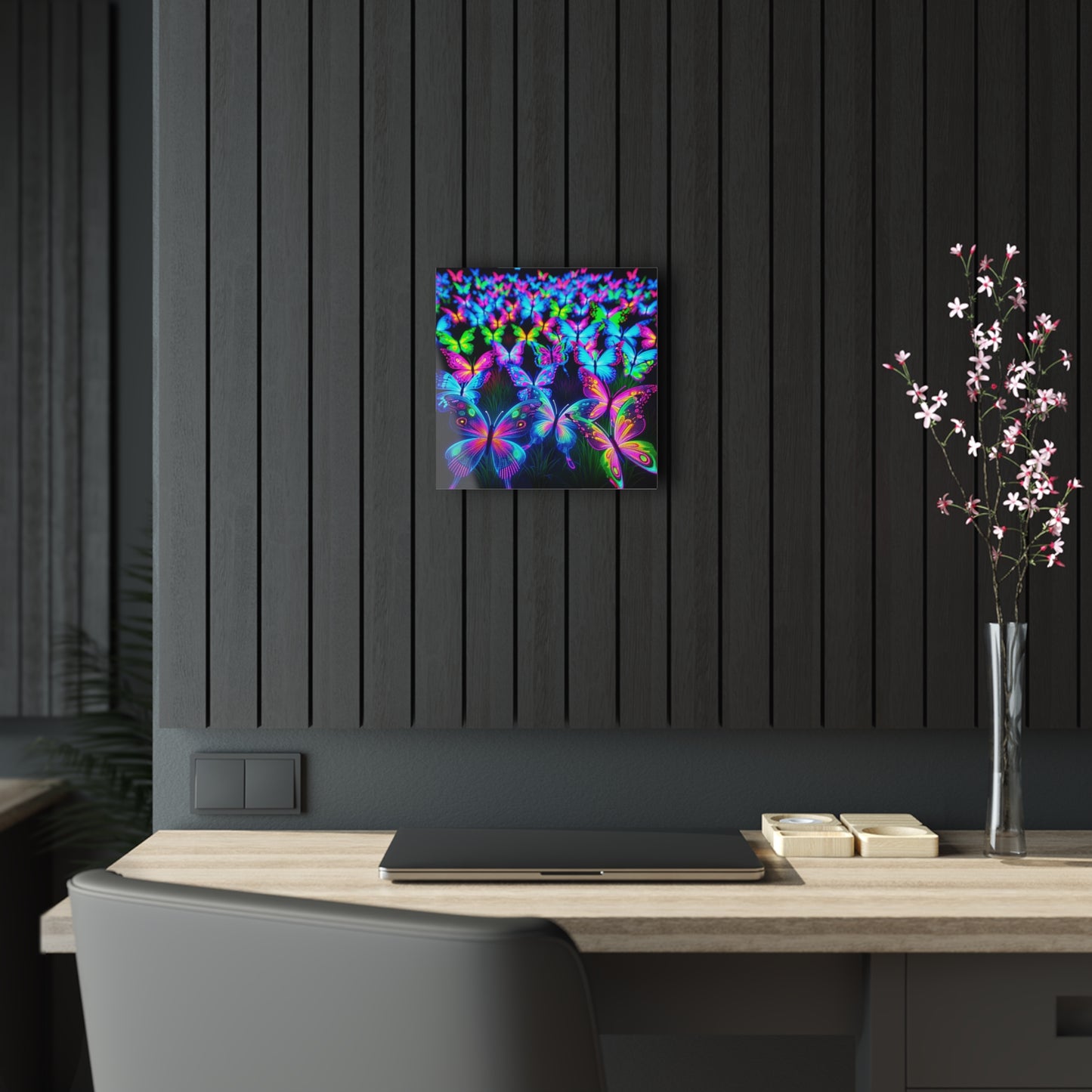 "Butterfly Cascade of Color" NEON Butterflies Art 1/4" Glossy Acrylic Art