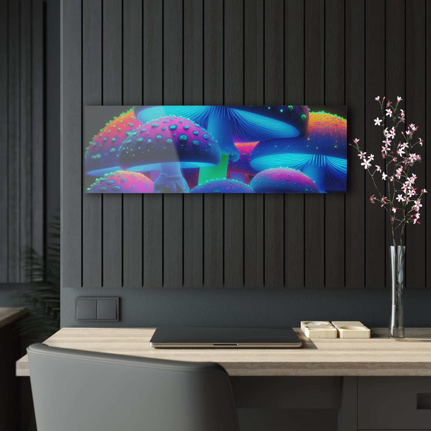 Neon Fungi Flourish. Mushrooms 1/4" Glossy Acrylic Art
