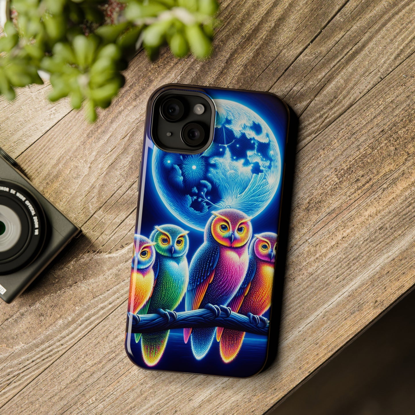 Neon Nocturnal Orbitals. Neon Owls Premium Art Magsafe Magnet Tough IPhone 13 14 15 Pro Plus Max and Mini in Matte and Glossy Phone cases