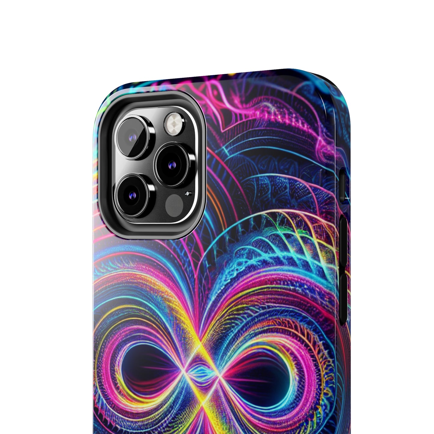 Psychedelic Dreams in Neon Void. Trippy Infinity Patterns Tough Phone Case Iphone 7 8 9 10 11 12 13 14 Pro Max Mini Plus XR XS SE