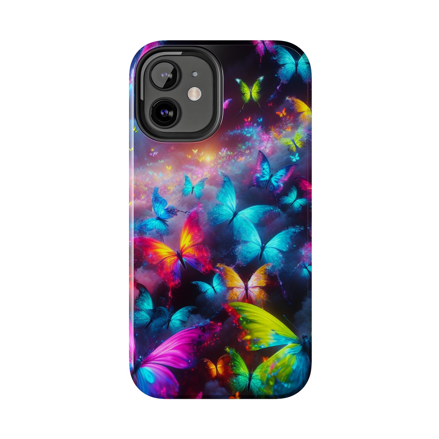 "Neon Flutterings" NEON Butterflies Tough Phone Case Iphone 7 8 9 10 11 12 13 14 SE X XR XS Pro Max Mini Plus